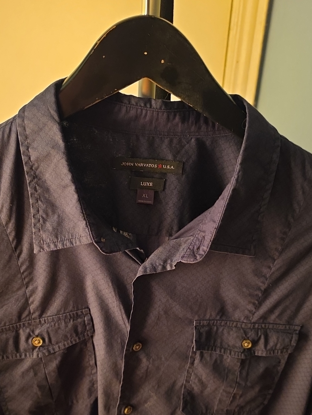 John Varvatos Navy Button-Down Casual Shirt